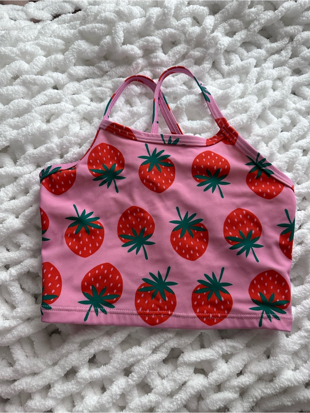 Hanna Andersson Pink Strawberry Print Crop Tank Swim Wear